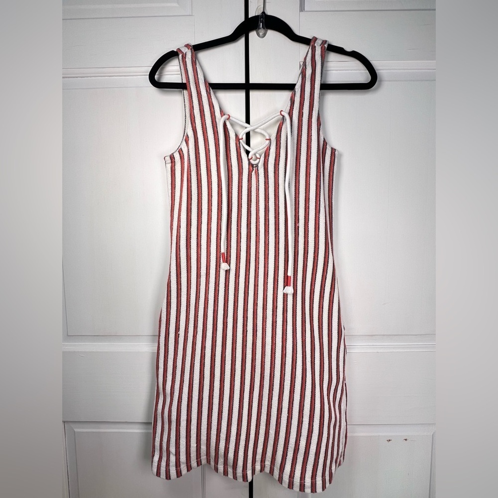 Rebecca Minkhoff Monica Striped Terrycloth Lace Up Beach Coverup Dress X-small - Picture 1 of 8